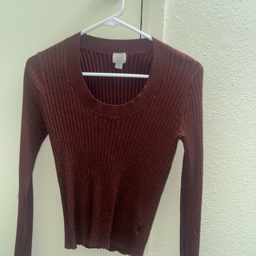 a new day Women's Ribbed Crew Neck Sweater - Brown